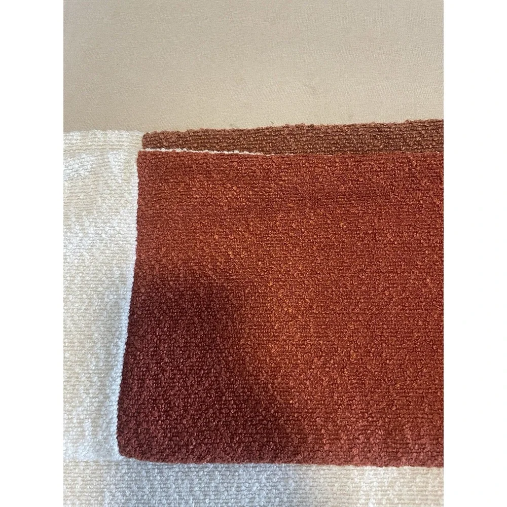 3 Rust & Cream Colorblock Knit Pillow Cover Textured‎ Bouclé Modern Decor Boho